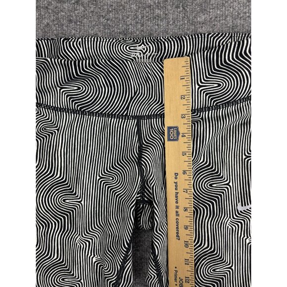 Nike Leggings Womens Medium Black White Mid Rise Dry FIT Fitted Yoga Running - Picture 4 of 7